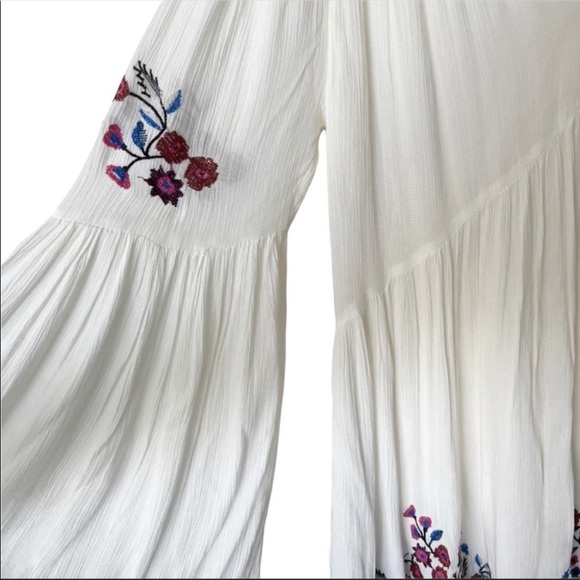 Free People Te Amo Embroidered Floral White Mini Dress Tunic Size XS - Picture 4 of 5